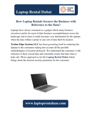 How Laptop Rentals Secures the Business with Reference to the Data?