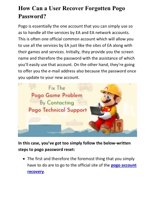 How Can a User Recover Forgotten Pogo Password?