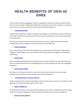 HEALTH BENEFITS OF DESI A2 GHEE