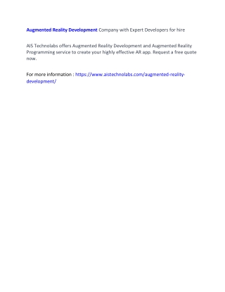 Augmented Reality Development Company with Expert Developers for hire