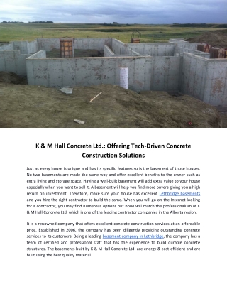 K & M Hall Concrete Ltd- Offering Tech-Driven Concrete Construction Solutions