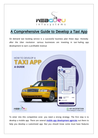 How to Develop a Taxi App An Extensive Outline