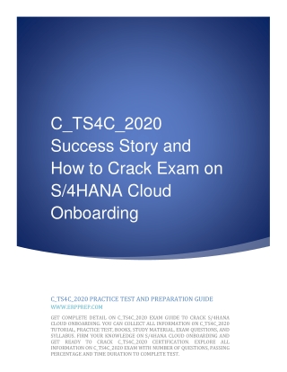 C_TS4C_2020 Success Story and How to Crack Exam on S/4HANA Cloud Onboarding