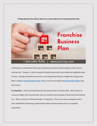 3 Things Business Plan Writers Want You to Know About Your Franchise Business Plan