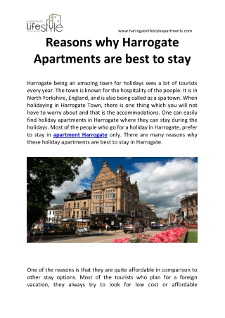 Reasons why Harrogate Apartments are best to stay