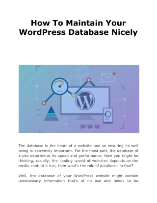 How To Maintain Your WordPress Database Nicely