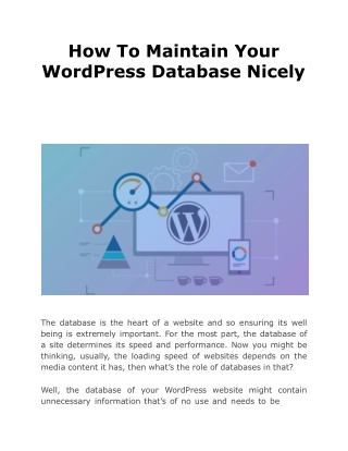 How To Maintain Your WordPress Database Nicely