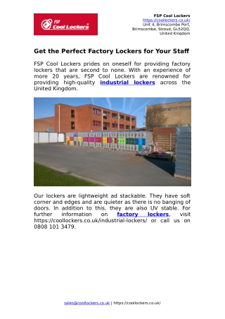Get the Perfect Factory Lockers for Your Staff