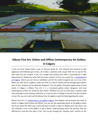 Gibson Fine Art: Online and Offline Contemporary Art Gallery in Calgary