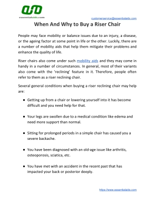When And Why to Buy a Riser Chair