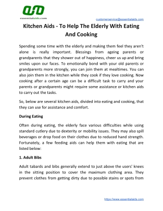 Kitchen Aids - To Help The Elderly With Eating And Cooking