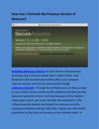 How Can I Uninstall My Previous Version of Webroot?
