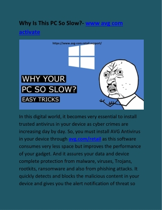 Why Is This PC So Slow?- www avg com activate