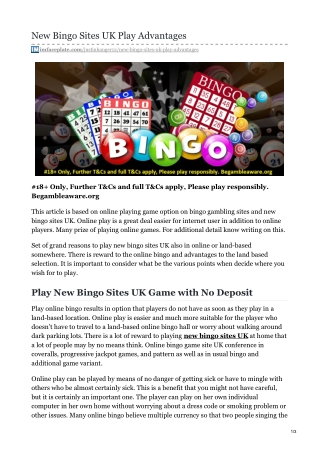 New Bingo Sites UK Play Advantages