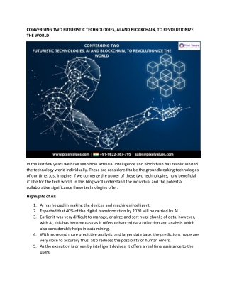 Converging Two Futuristic Technologies, #AI and #Blockchain ,To Revolutionize The #World