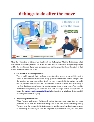 6 things to do after the move