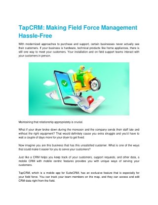 TapCRM: Making Field Force Management Hassle-Free