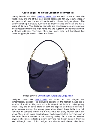 Coach Bags - The Finest Collection to Invest In