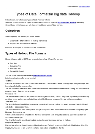 Types of Data Formatsin Big data Hadoop