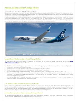 Alaska airlines name change policy