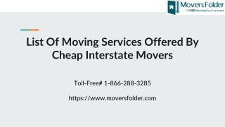 List of Moving Services Offered by Cheap Interstate Movers