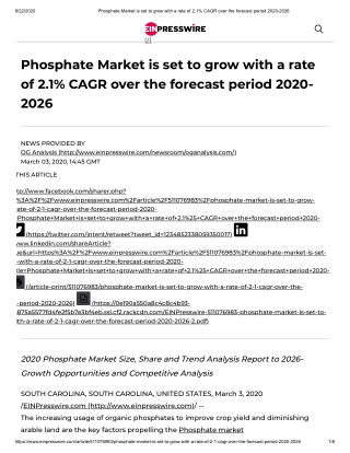 2020 Phosphate Market Size, Share and Trend Analysis Report to 2026