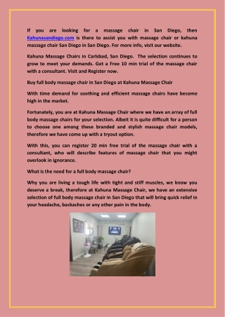 kahuna massage chair San Diego_Kahuna Massage Chair