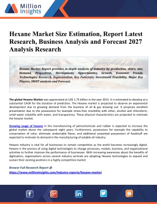 The impact of COVID-19 on Hexane Market 2020 Key Players, Industry Overview, Supply Chain and Analysis to 2027