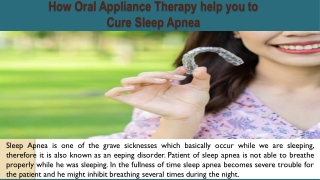 How Oral Appliance Therapy help you to Cure Sleep Apnea