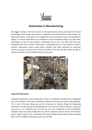 Automation in Manufacturing