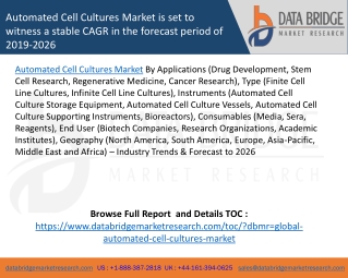 Automated cell cultures market is set to witness a stable cagr in the forecast period of 2019 2026