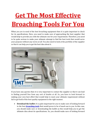 Get The Most Effective Broaching Tools For You