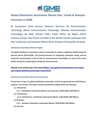 Global Distribution Automation Market Size, Trends & Analysis - Forecasts to 2026