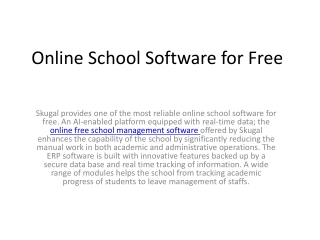 Online School Software for Free