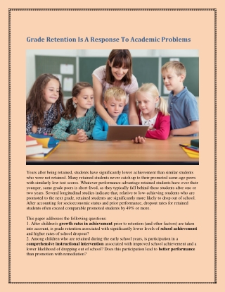 Grade Retention Is A Response To Academic Problems - ebookschoice.com