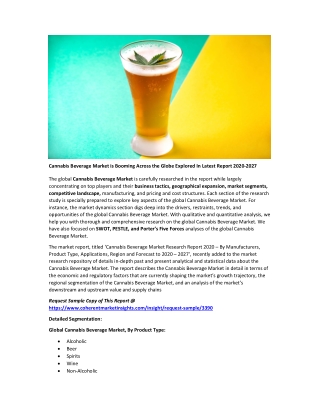 Cannabis Beverage Market 2020: How The Industry Will Witness Substantial Growth In The Upcoming Years?