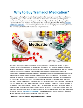 Why to Buy Tramadol Medication?