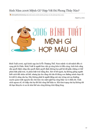 Sinh Năm 2006 Mệnh Gì? Hợp Với Đá Phong Thủy Nào?