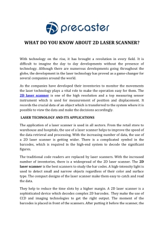 What Do You Know About 2D Laser Scanner?