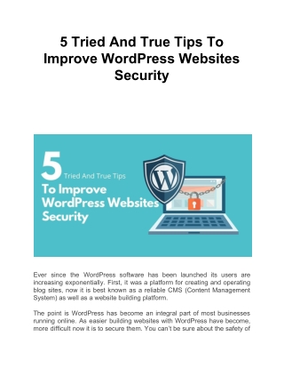 5 Tried And True Tips To Improve WordPress Websites Security