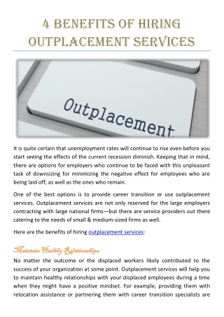 4 Benefits of Hiring Outplacement Services