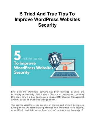 5 Tried And True Tips To Improve WordPress Websites Security