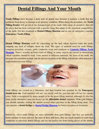 Dental Fillings And Your Mouth