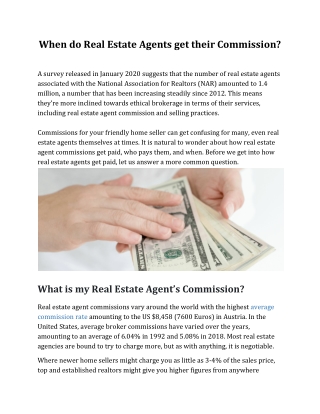 When do Real Estate Agents get their Commission?