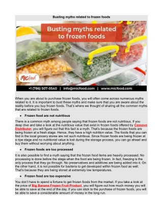 Busting myths related to frozen foods