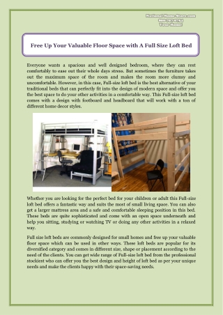 Free Up Your Valuable Floor Space with A Full Size Loft Bed