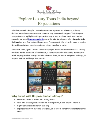Explore Luxury Tours India beyond Expectations