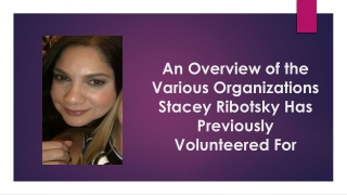 An Overview of the Various Organizations Stacey Ribotsky Has Previously Volunteered For