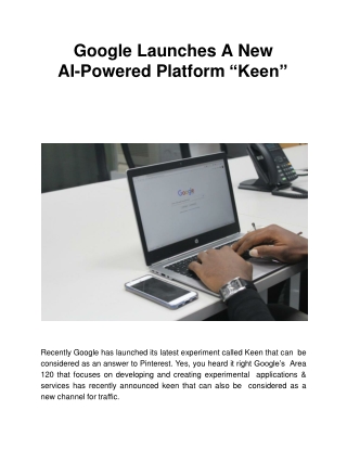 Google Launches A New AI-Powered Platform “Keen”