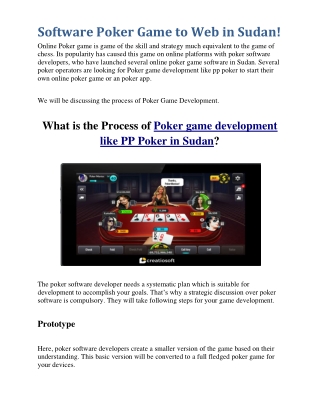 Software Poker Game to Web in Sudan